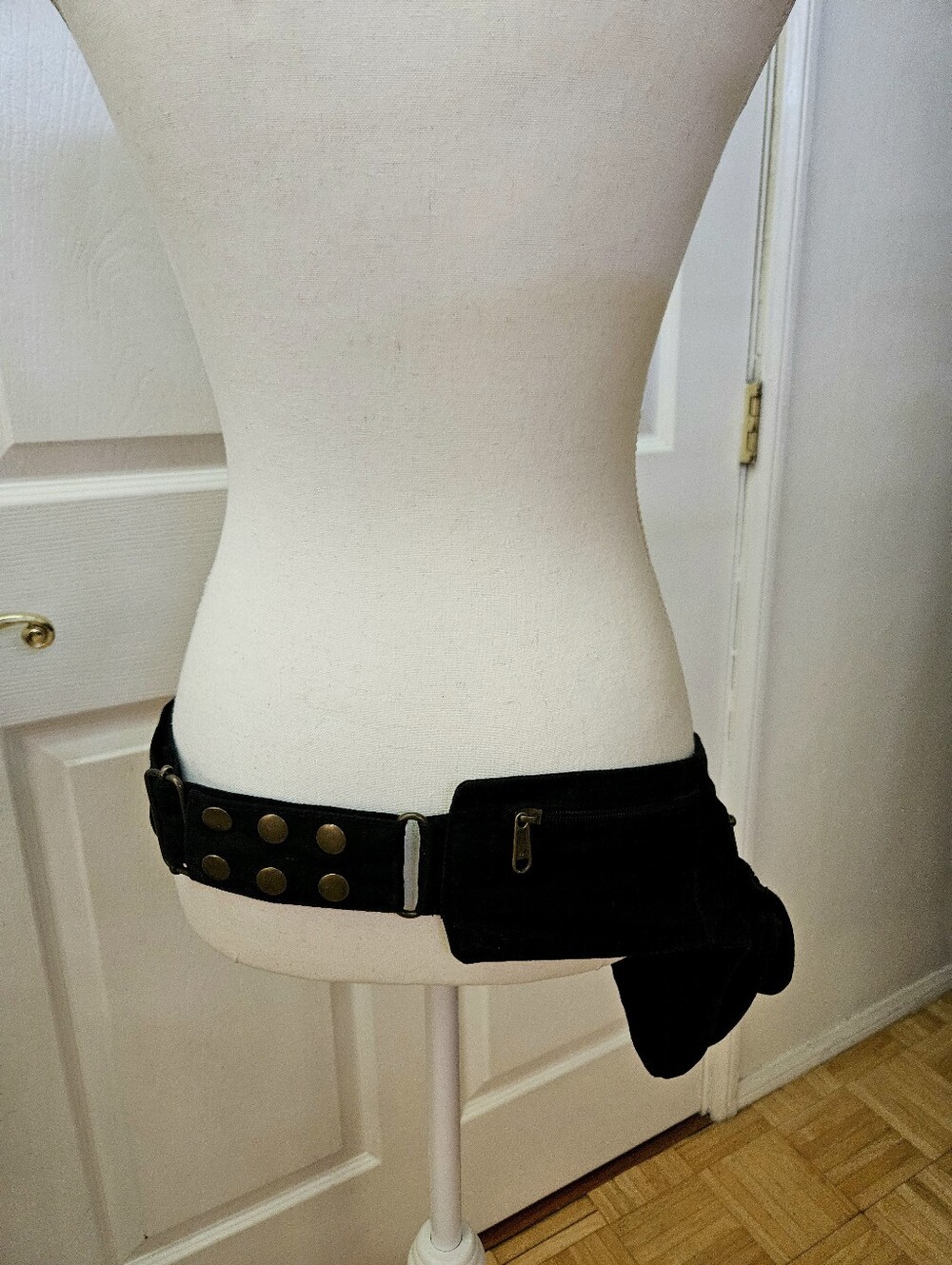 Perfect Artist Made UK Black Gold Paisley Canvas Boho Trance Festival Bag Belt - Picture 11 of 14
